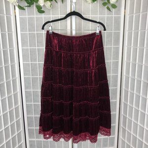Women’s Velour Burgundy Skirt